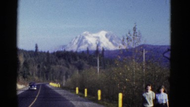 1952: road with mountains in the back SAN FRANCISCO, CALIFORNIA
