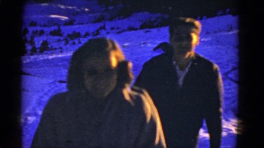 1952: people walking in front of a mountain SAN FRANCISCO, CALIFORNIA