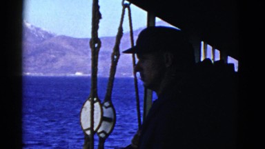 1952: a man is seen observing water SAN FRANCISCO, CALIFORNIA