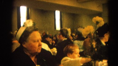 1964: Old Woman and Child Indifferently Eating Food at Supper Club Racine, Wisconsin