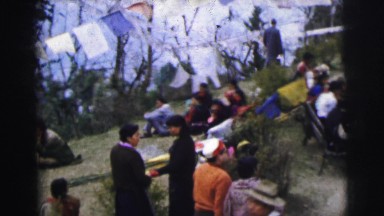 1962: tourists walking and discussing the snowy mountainous scenery CALCUTTA