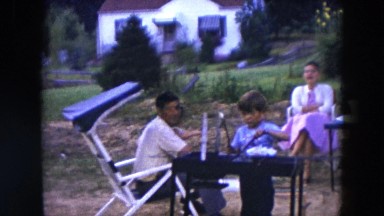1956: family outdoor party is always full of fun,peace at mind