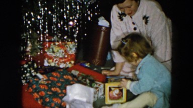 1956: little girl playing with her jack in the box HICKSVILLE, NEW YORK
