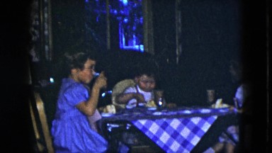 1951: great buffet morning family getting the presence of children in a sun day