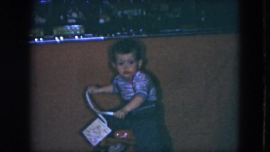 1951: a toddlers is seen on a cycle CLEVELAND, OHIO