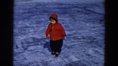 1956: taking a walk on a frozen lake. HICKSVILLE, NEW YORK
