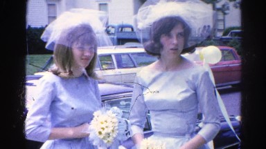 1966: two ladies getting ready for a wedding, vintage clip