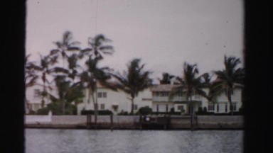 1955: coastal area is seen with tall trees MIAMI, FLORIDA