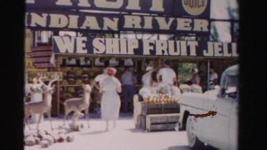 1955: market area beside road area is seen MIAMI, FLORIDA