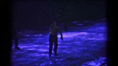 1961: crowd of people ice skating on frozen river HAGERSTOWN, MARYLAND