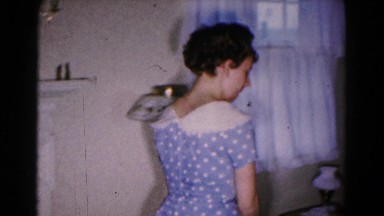 1961: Blue Polka Dot Dress Girl Sits by Brother Hagerstown, Maryland