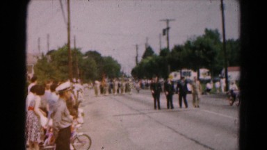1961: soldiers in uniform marching in street parade HAGERSTOWN, MARYLAND