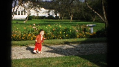 1961: child chased by dad in yard having playing outdoor fun HAGERSTOWN