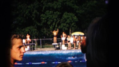 1961: summer public pool diving board jumping swimming HAGERSTOWN, MARYLAND