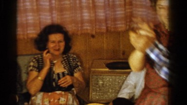 1958: family dancing party in wood paneled basement MINNESOTA