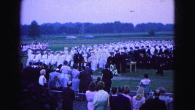 1964: college graduation ceremony white black robe gowns WILLIAMSBURG
