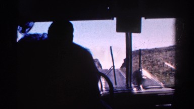 1967: view out of front windscreen of vehicle driving uphill COLORADO