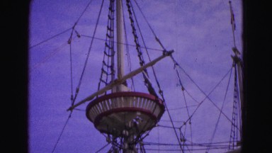 1964: people walking on deck of an old pirate ship WILLIAMSBURG