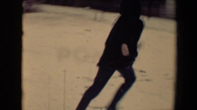1967: man's best friend and young boy sliding butt dive plant in front yard
