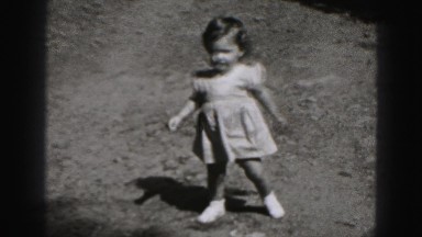1946: small girl is seen happy and walking HARRISBURG