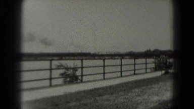 1946: winter lakes train in distance airplane bomber flyover WASHINGTON, DC