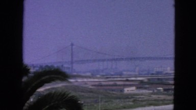 1963: suspension bridge as seen from from an industrial location CALIFORNIA