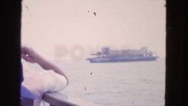1963: buzz haircut dad and wild teenage boys on ferry boat ride CALIFORNIA