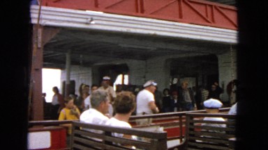 1963: ferry boat leaving the dock for tourist destination CALIFORNIA