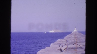 1963: beautiful passenger ship of white in color is moving in the sea CALIFORNIA