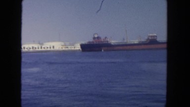 1962: old style oil tanker cargo ship parked in harbor dock. SAN PEDRO