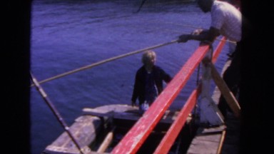 1962: mooring the boat in the harbor for lunch in the city and relax bit more.