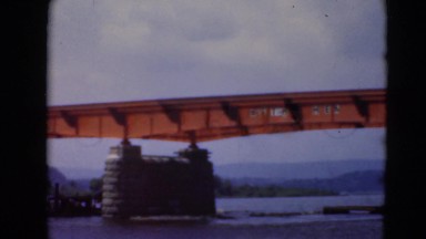 1947: red bridge construction across river MIDDLETOWN