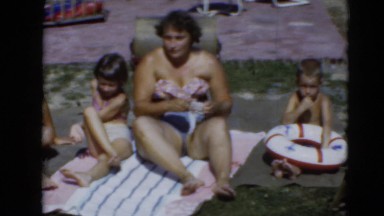 1947: two family friends enjoy day at the beach MIDDLETOWN