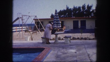 1960: old women at hotel pool beach scene FLORIDA