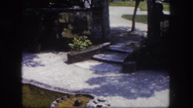 1960: shell shaped pond in the middle of garden FLORIDA