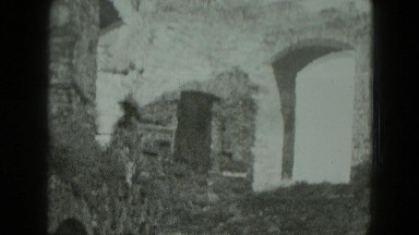 1951: children explore ancient european rock ruins on vacation outing GERMANY
