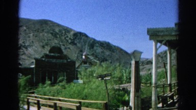 1966: old western town spring time green grasses saloon building CALIFORNIA