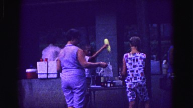 1971: women and children gather outdoor under covered picnic area OMAHA