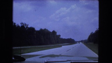 1976: Driving Fast on New Divided Highway Through Hilly Rural Wooded Forest Near Fort Wayne