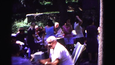 1971: picnic in forest area is seen OMAHA, NEBRASKA