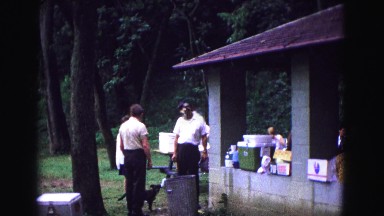 1971: picnic in forest area is seen OMAHA, NEBRASKA