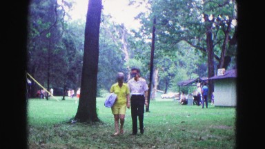 1971: happy couple walking in the park OMAHA, NEBRASKA
