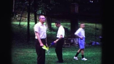 1971: group of me outdoor playing lawn darts OMAHA, NEBRASKA