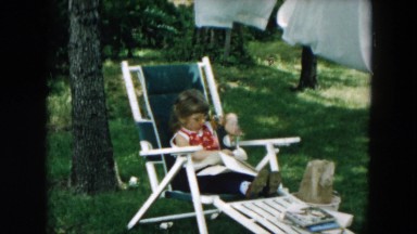 1957: picnic in garden area is seen HICKSVILLE, NEW YORK