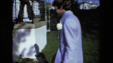 1974: white couple is walking to the house FORT WAYNE, INDIANA