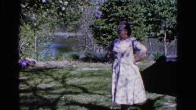 1960: woman is seen posing WAUCONDA, ILLINOIS