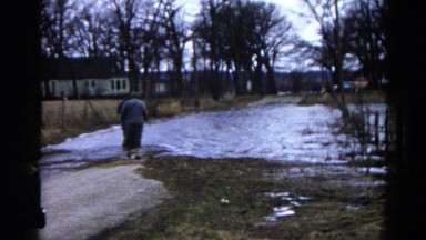 1960: flooding waters washed out road WAUCONDA, ILLINOIS