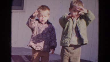 1967: two kids waving goodbye LINCOLN, NEBRASKA