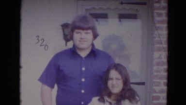 1974: brother and sister next to their house LINCOLN, NEBRASKA