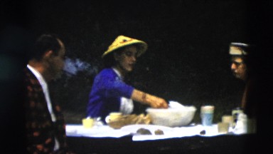 1958: people conversing at table WYOMING